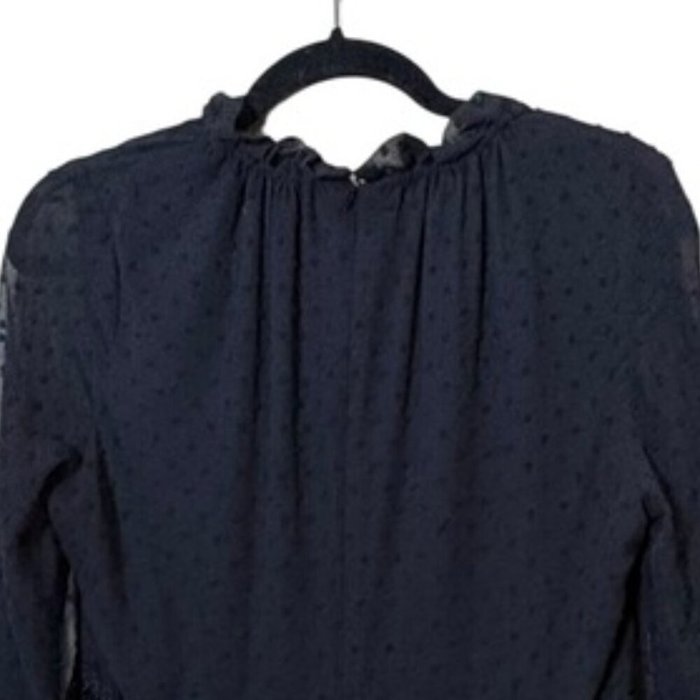 Aqua Swiss Dot Tiered Chiffon Dress Black Size Large - Picture 4 of 12